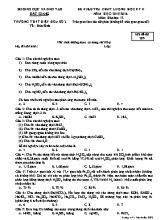 Đề kiểm tra chất lượng học kỳ II môn Hóa học Lớp 12 - Mã đề 209 - Năm học 2015-2016 - Trường THPT Hiệp Hòa số 2